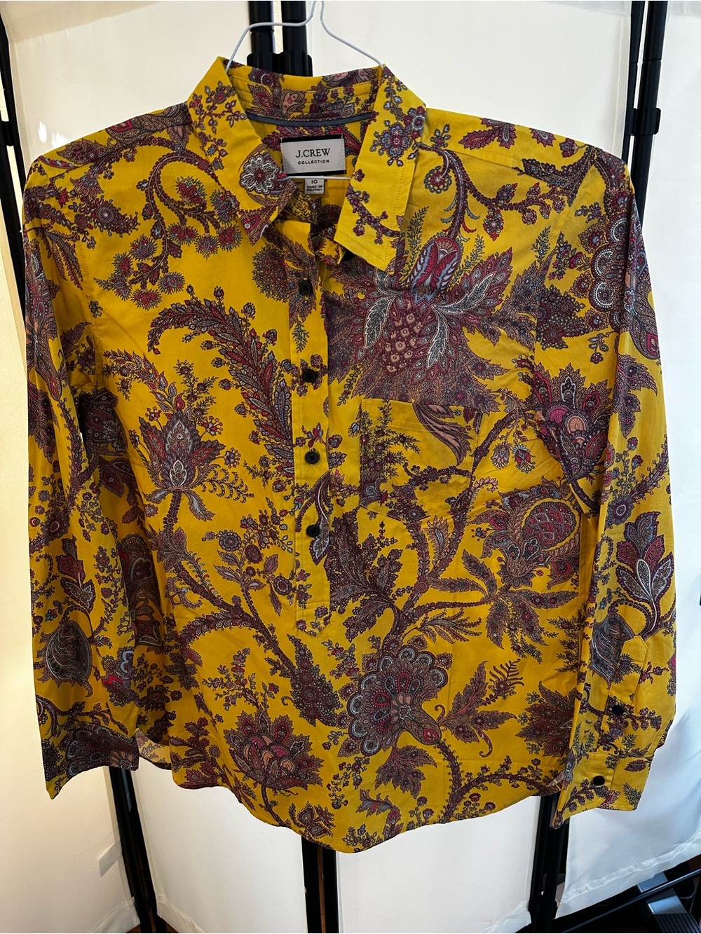 J. Crew Yellow Paisley Button-Up Blouse - Picture 2 of 4
